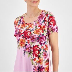 JM COLLECTION, WOMEN'S NEW MULTI-COLOR RAYON BL SHORT SLEEVE FLORAL BLOUSE SZ 2X